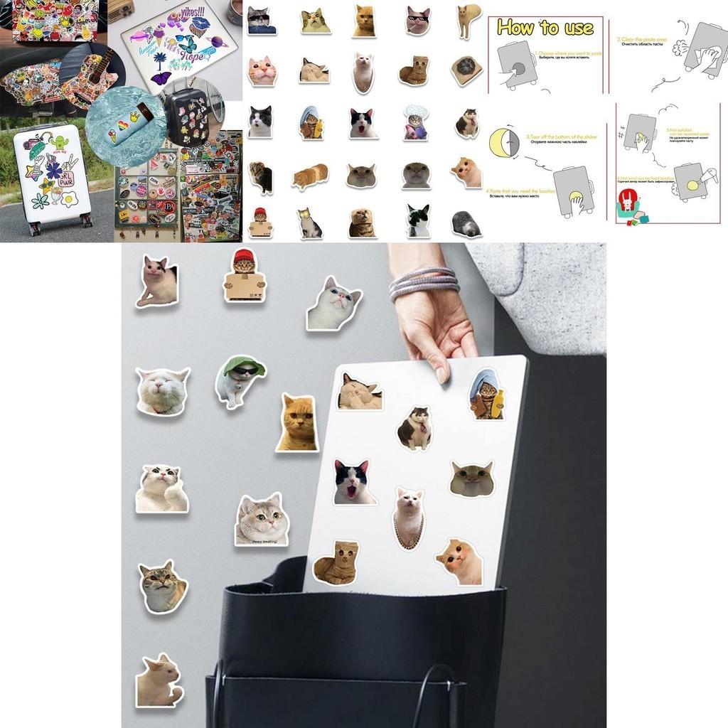Cute Cat Doodle Stickers For Luggage Notebooks Water Bottles And More! Waterproof And Adhesive.