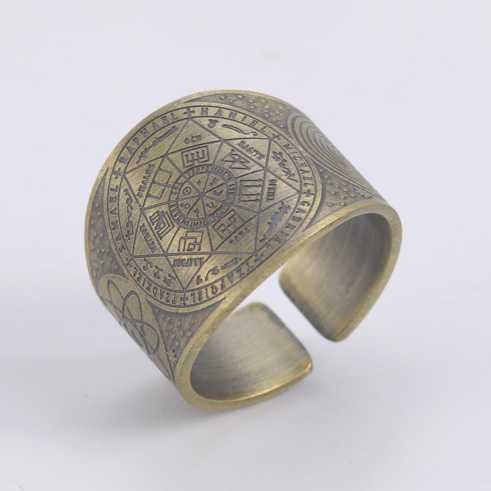 Dawapara Seal of The 7 Archangels Protection Ring Amulet Metatron Cube Lilith Symbol The Secrets of King Solomon Vintage Jewelry