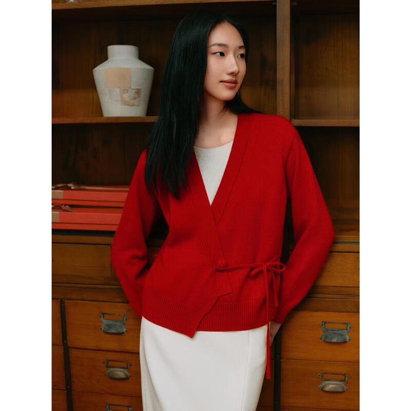 JUZI Annaco New Chinese Style Faux Two-Piece Wool Blend Sweater