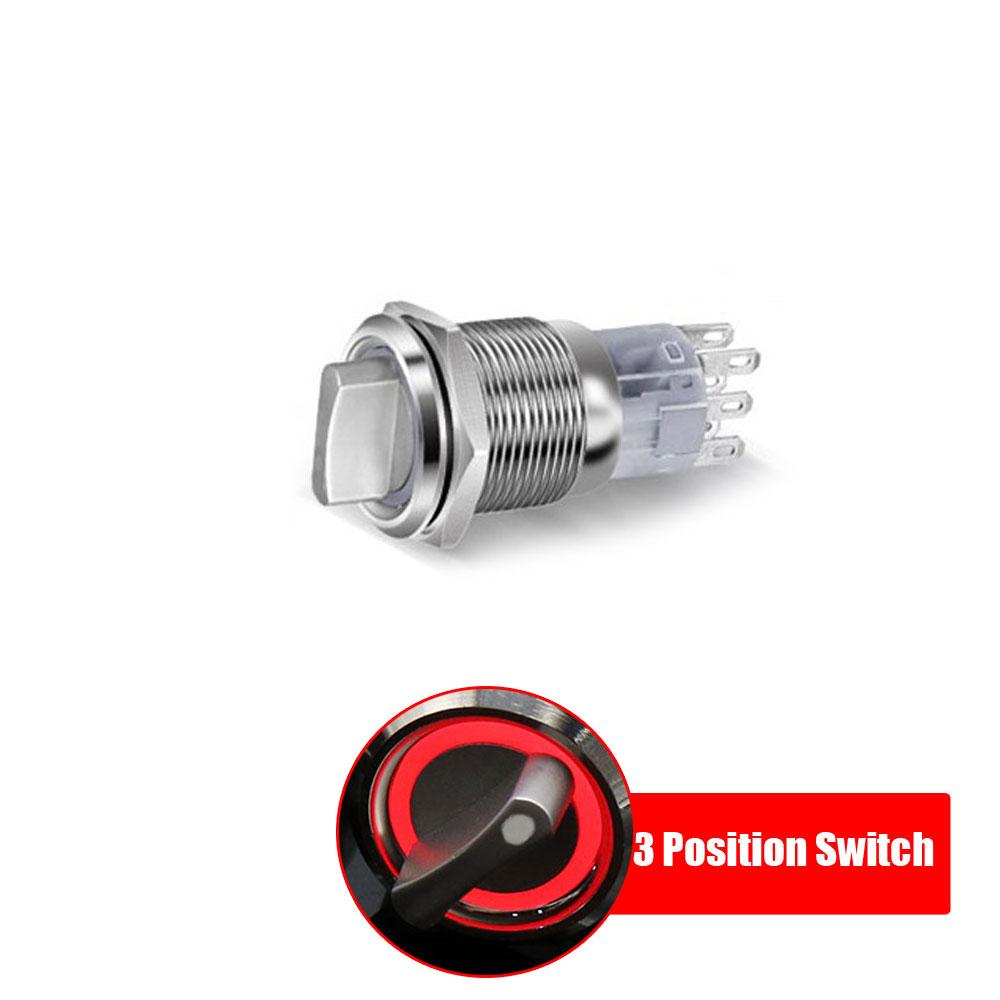 19mm Self-return Self-locking Fixation Waterproof DPDT Illuminated Metal Selector Rotary Switch 2/3 Position with LED