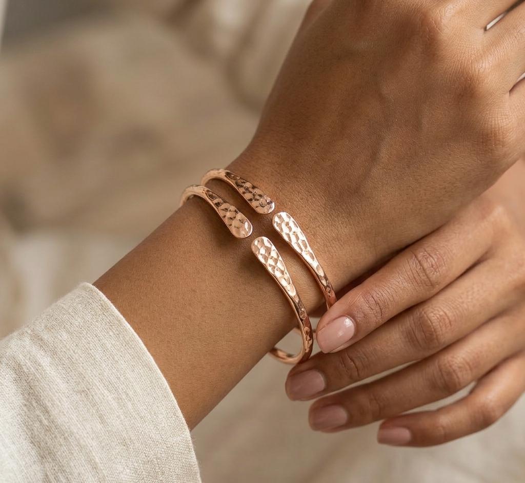 Handmade Hammered Copper Cuff Bangle for Women  Adjustable Open Bangle Bracelet Boho Tribal Style Jewelry  Gift for Her