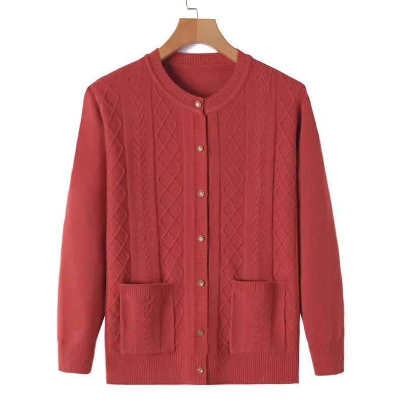 Dámské měkké pletené svetry pro ženy středního věku a starší, jaro, podzim, jednobarevné, elegantní kardiganová bunda, svrchní oděv, topy, matka