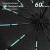 60-Bone Double-Rib Automatic Folding Umbrella: Black Sunshade & Rain Protection, Dual-Use for UV Sunscreen or Business Advertising.