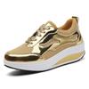 Fashion Spring Gold Mesh Casual Shoes Breathable Lace-up Wedge Platform Sneakers Women Shoes Comfortable Sports Silver Tennis Shoes
