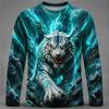 Men's Gothic Dragon Long-Sleeve T-Shirt Fashionable Casual Round-Neck Top Loose-Fitting and Breathable Men's Long-Sleeve Shirt