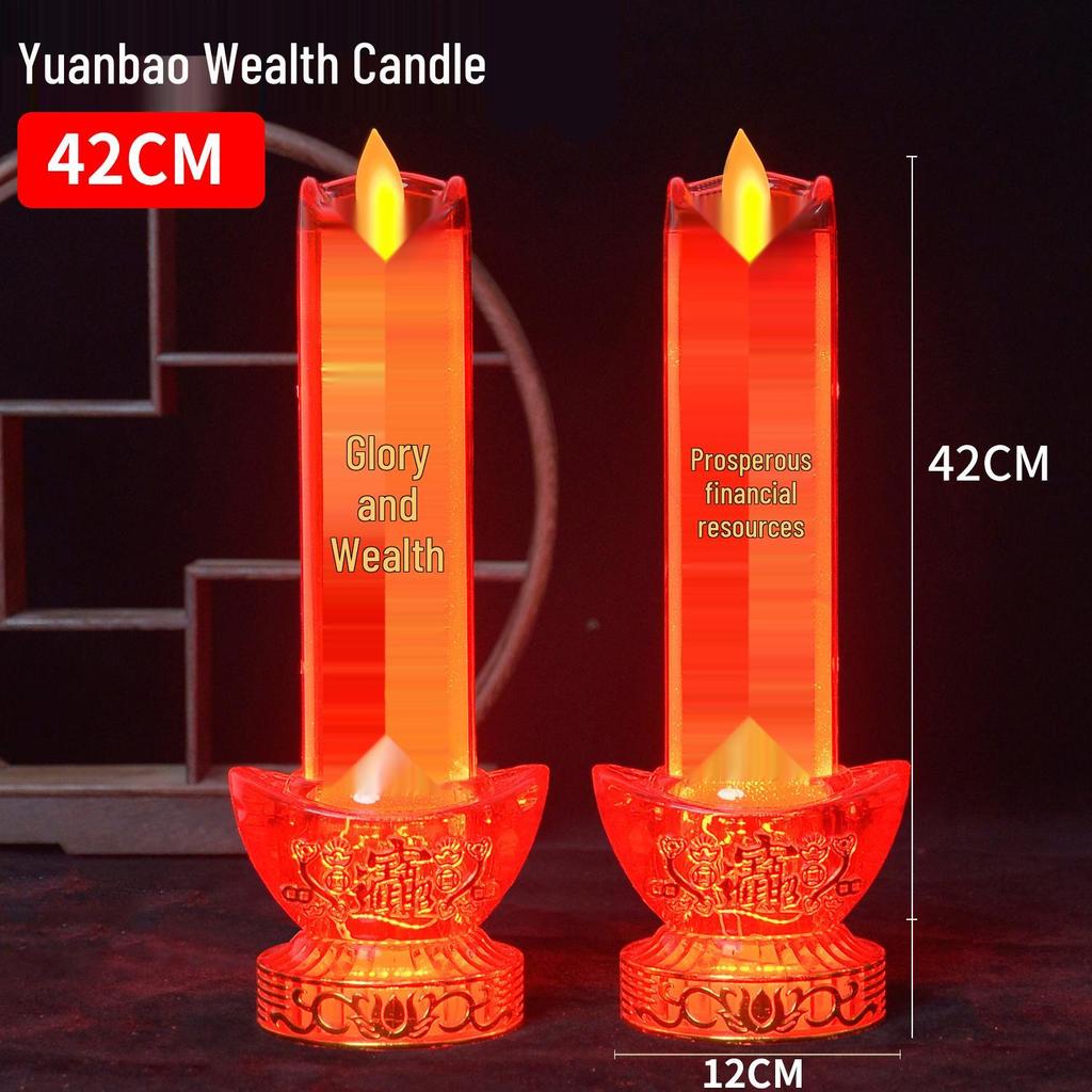 LED Electric Candle Light - Battery & Plug-in, Ideal for Home, Buddha Offering, or God of Wealth Lighting.