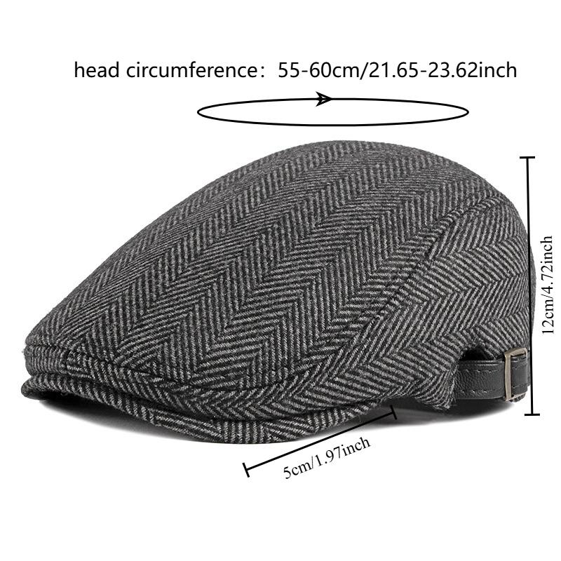 Men'S Autumn And Winter Woolen Berets Women'S British Retro Warm Newsboy Cap Artist Painter Hats Vintage Striped Forward Hats
