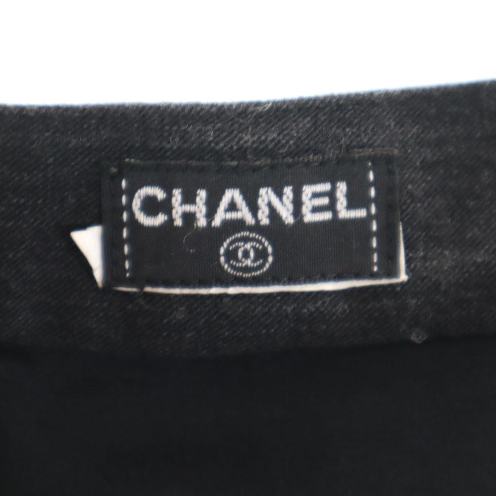 Chanel Midi Length Tight Skirt Charcoal Gray Women Used