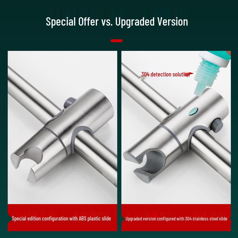 Adjustable No-Drill Stainless Steel Shower Head Holder and Sprayer Base