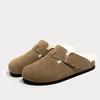 Fashion Women's Slippers 2025 Autumn Winter Leather Round Toe Slippers Couple Slippers Outdoor Casual Keep Warm Women Suede Slides Mujer