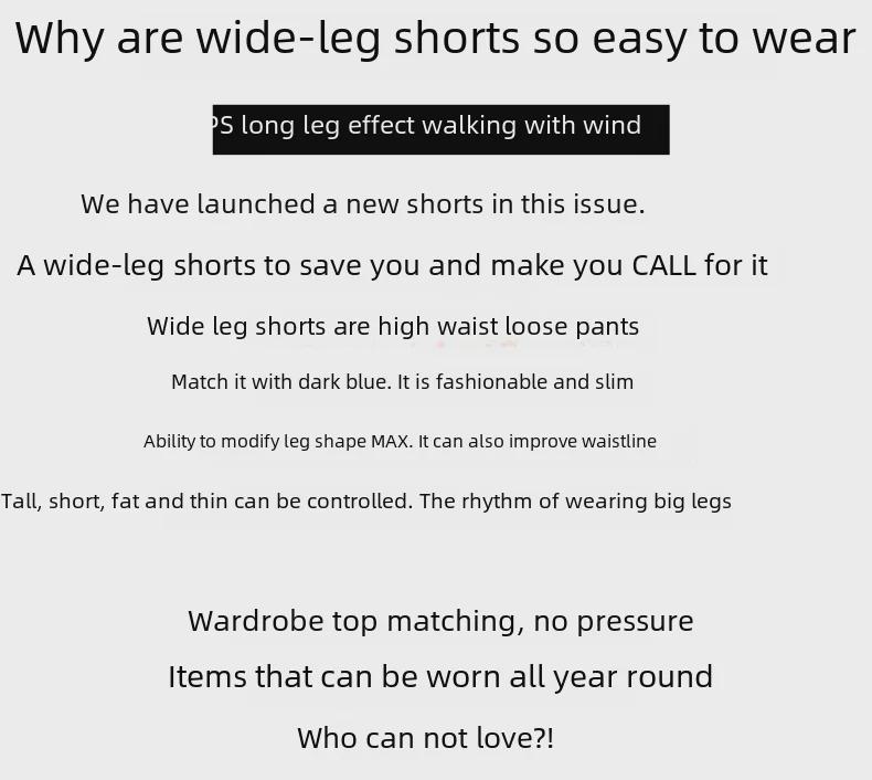 2021 Summer High-Waist A-Line Wide-Leg Denim Shorts for Women