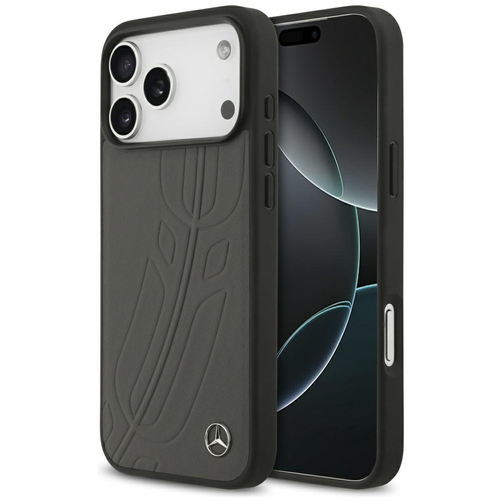 Etui Mercedes Leder Großer Lorbeerblatt Magsafe Für Iphone 17 Pro Max Anthrazit