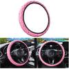 HZEL Bling Elastic Car Steering Wheel Covers, Leather Anti Slip Vehicle Steering Wheel Protector With Crystal Rhinestones, Diamond Auto Interior