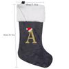 2026 Christmas Decorations: Grey Velvet Embroidery Letter Stocking Gift Bag