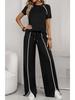 2026 Women's Round Neck Ribbed Casual Hoodie and Pants Set