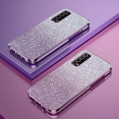 Luxury Shiny Glitter Plating Silicone Case for Huawei P Smart 2021 Y7a Coque Camera Lens Soft Back Cover