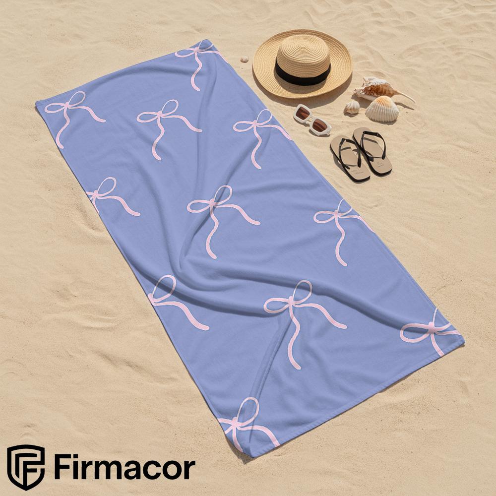 Lilac Pink Bow Cartoon Anime Beach Towel Microfiber Quick Dry Super Absorbent Soft Bath Towel for Kids Adults Travel