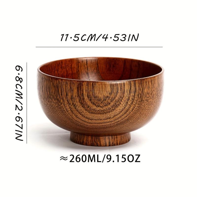 1pc Acid Jujube Wood Bowl - Heat-Resistant & Sturdy, Anti-Fall Design - Vintage Tableware for Camping & Home