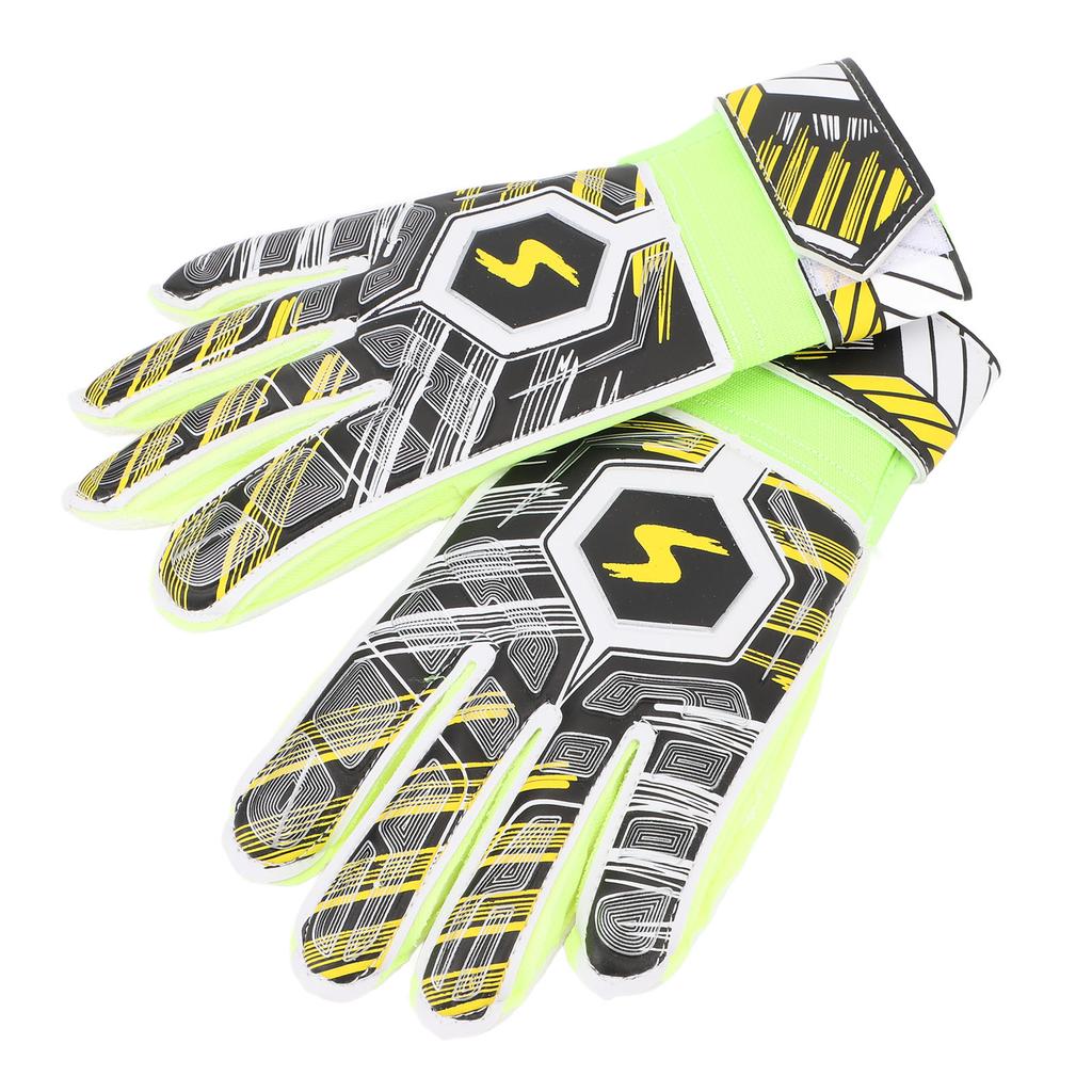 1 Pair Kids Soccer Gloves Latex Collision Resistance Football Goalkeeper Gloves for Grip Finger Guard Yellow Size 7