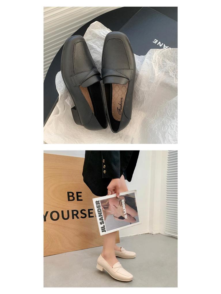 Women's Summer Square-Toe PVC Slip-On Sandals – Low-Heel Solid Color