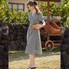 Bailuyu Women's V-Neck Polka Dot Puff Sleeve Long Dress