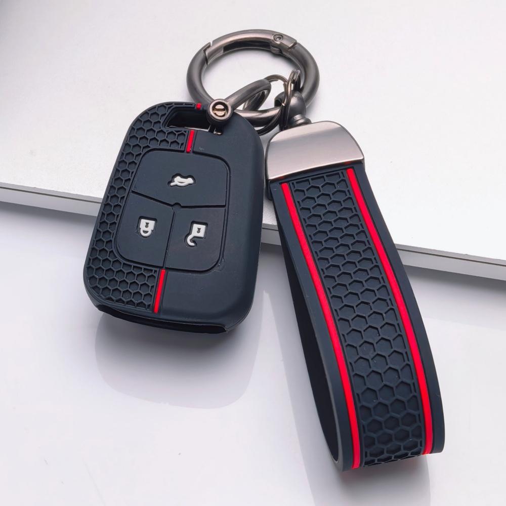 Silicone Key Fob Cover with Keychain for Chevrolet Cruze Aveo Orlando Captiva Spark for Opel Astra J Insignia Corsa D/E Antara Zafira Mokka, 3-button
