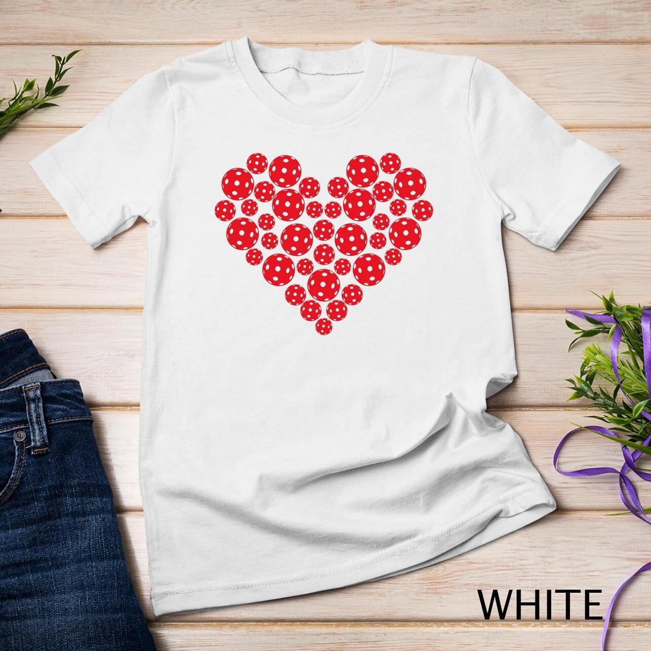 Funny Pickleball Love Heart Shape Valentine T-Shirt Unisex T-shirt S