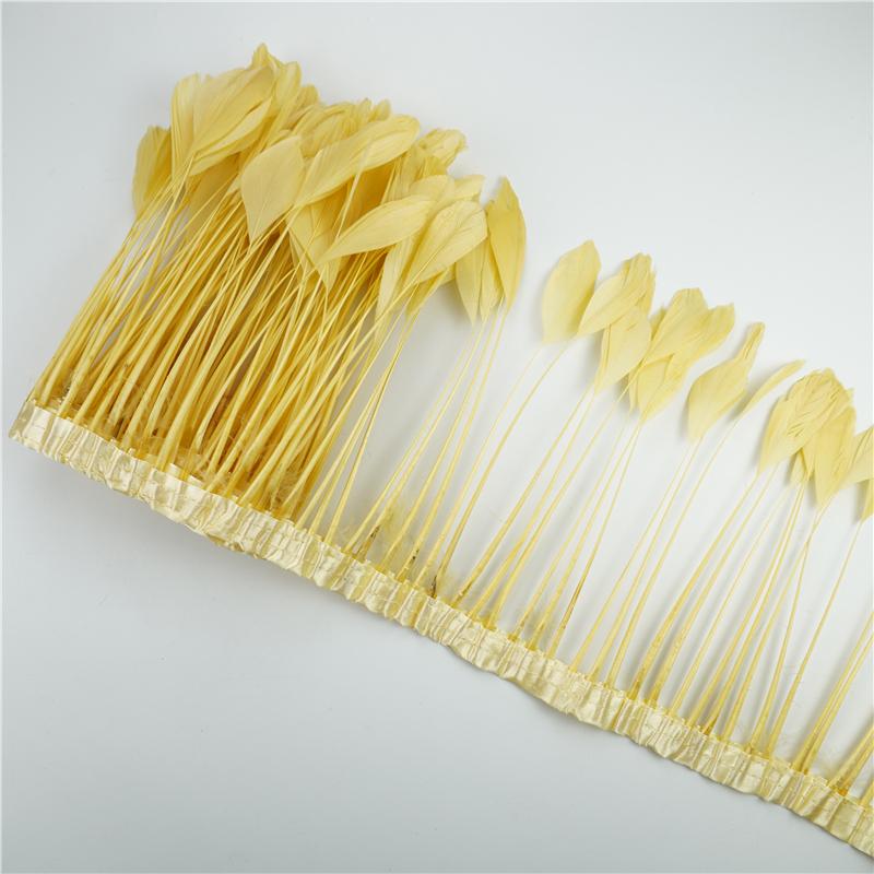 2Yards/Lot Stripped Coque Goose Feather Fringe Trimmings For Needlework And Handicrafts Wedding Decoration Carnival Accessories