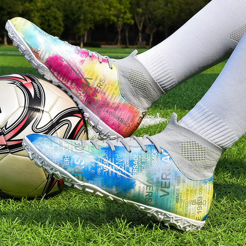 

Source Middle school students high-top football shoes long nails football shoes men s leather competition training new mandarin duck shoes 45