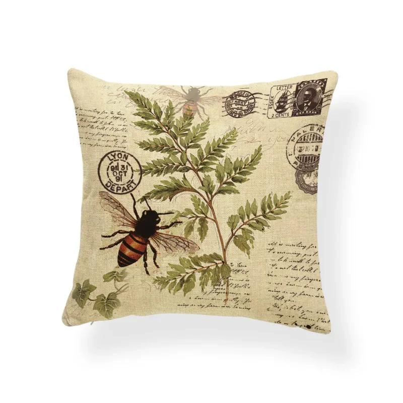 Dragonfly Pattern Cushions Leaves Cover Pillows Blue Backyard Gift for Students Stamp Pillow with Cover Insect Butterfly 45x45cm