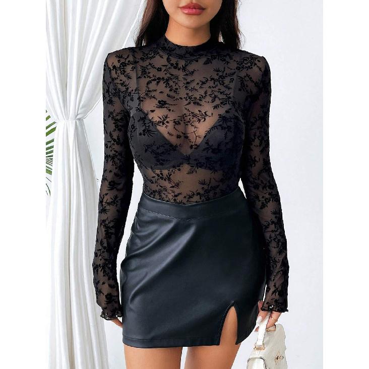 Frühling und Herbst Neue Damen Vielseitige Langarm Tägliche Business Pendler Elegante Komfort Sexy Bottom Shirt Top