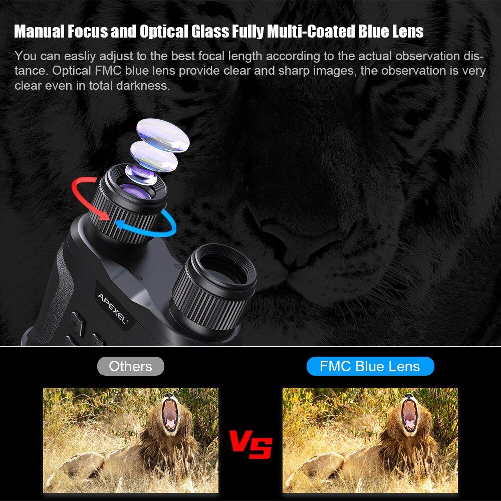 Digitální dalekohled pro noční vidění APEXEL pro úplnou tmu Brýle pro infračervené noční vidění GlassOwl pro sledování lovu