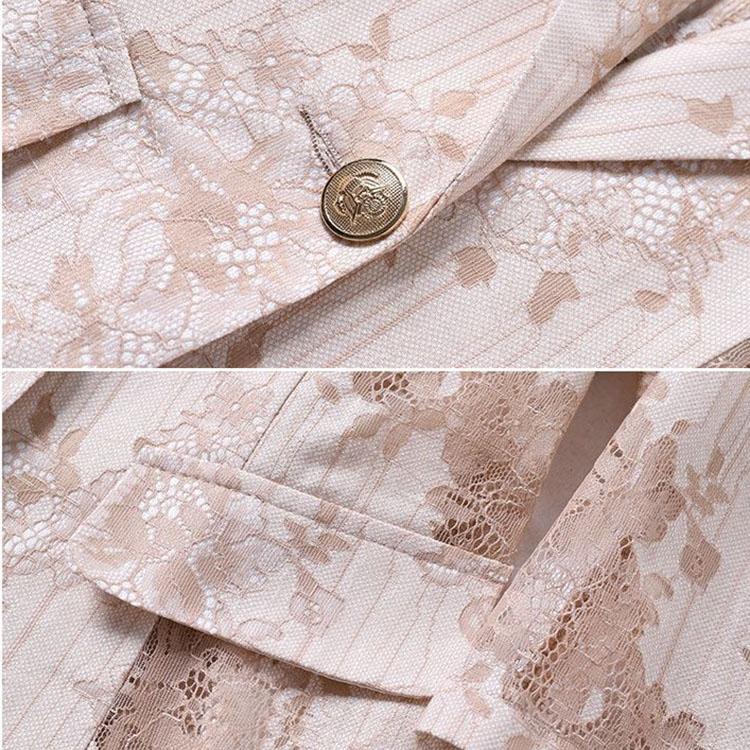 Terno de renda estampado emagrecimento versão coreana primavera e verão moda feminina estilo fino terno casaco protetor solar feminino