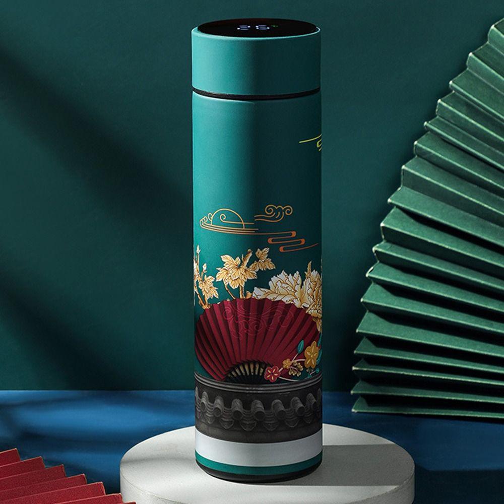 LED Display Chinese Style Stainless Steel Thermos Cup Water Bottle Coffee Tumbler Vacuum Flask