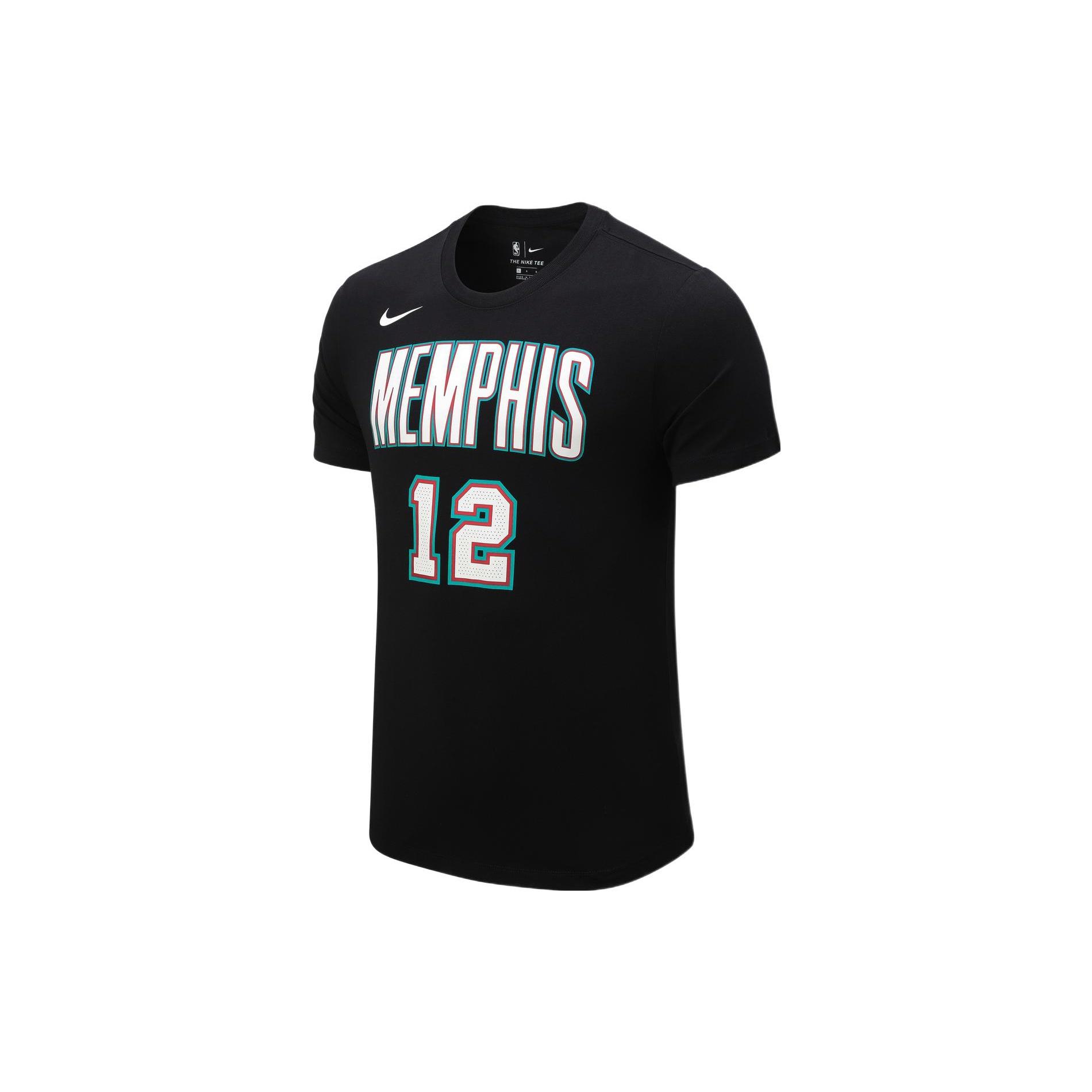 Nike NBA Memphis Gray Memphis Grizzlies Morant No. 12 Casual Breathable Sports Short Sleeve Black Men s CT9917-013 L