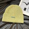 Knitted hat women's ins tide with letters small leather label warm pullover hat autumn and winter thin street ear protection cold hat