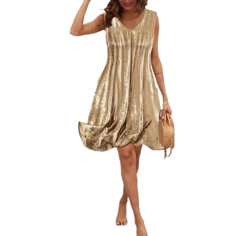 New women's clothing summer short-sleeved short skirt V-neck spring and summer dress is hot-selling