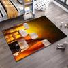 Beer Mug and Barrel Pattern Carpet with Golden Amber Theme for Home Decor Suitable for Use As an Anti-slip1 For1room and Bedroom Sofas