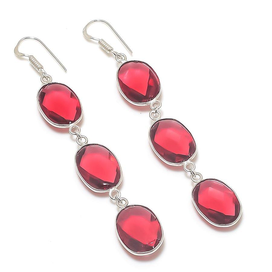 

Серьги из серебра 925 пробы с натуральным гранатом, ручной работы, 3,19 дюйма, v1g99