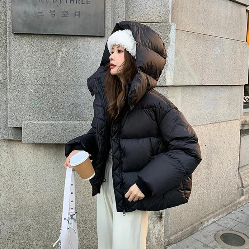 New Winter Sweet Down Cotton Jacket Women Fashion Coat Ladies Hooded Outwear Parkas Thick Cotton Padded Streetwear Overcoat 2025