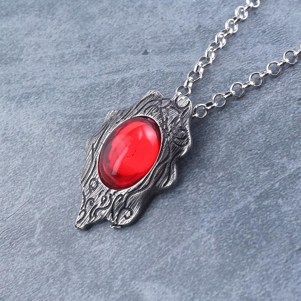 Collana Ciondolo alla Moda DMC Devil MayCry 5 Dante Gemma Rossa Blu Collane Cosplay Catena Lunga di Corda Regali Vintage per Donne Uomini