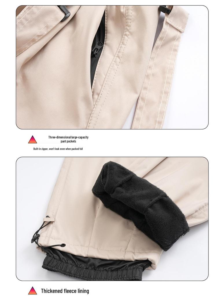 Wodoodporne Wiatroszczelne Spodnie Narciarskie z Odpinanymi Szelkami - Unisex Jednokolorowy Sprzęt Śnieżny do Narciarstwa na Świeżym Powietrzu