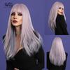 Women's 60cm Pink Purple Long Hair Long Straight Hair Full Cap Natural Realistic Hair Wig