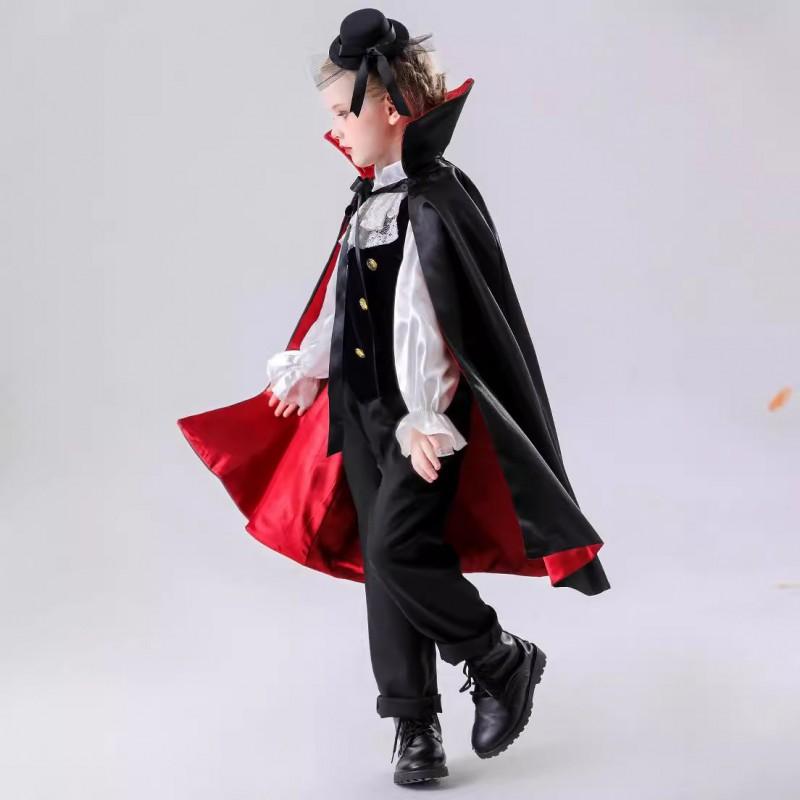 Kids Halloween Vampire Prince Costume Cloak Cosplay Party Stage Performance Outfit