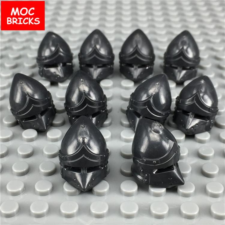 10pcs/lot MOC Bricks Medieval Knights Rome Helmet Accessory figures parts Building Blocks Toys for children gifts