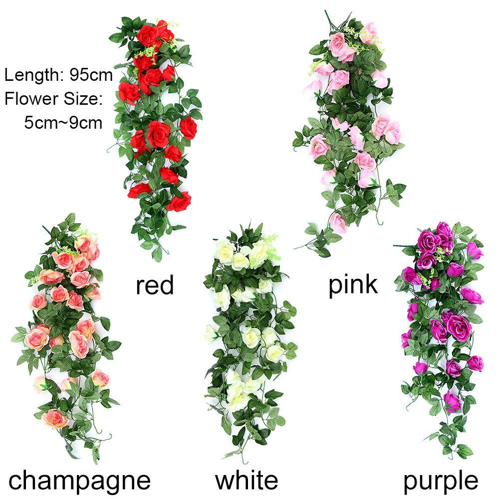 Creative Home Decoration Party Supplies Artificial Flowers Rattan Lifelike Roses Wreath Simulation Plants Wall Hanging Floral