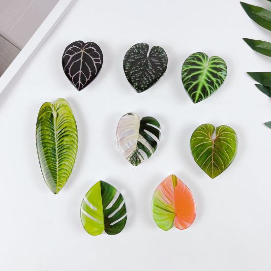 Simulert tropisk blad dekorasjon akryl epoksy resin grønt blad skilt DIY kjøleskapsmagnet mobiltelefon airbag holder tilbehør