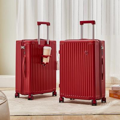 Red Wedding Dowry Suitcase: New Trolley Case for Brides & Grooms, with Password Lock and Leather Finish.