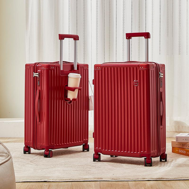Red Wedding Dowry Suitcase: New Trolley Case for Brides & Grooms, with Password Lock and Leather Finish.