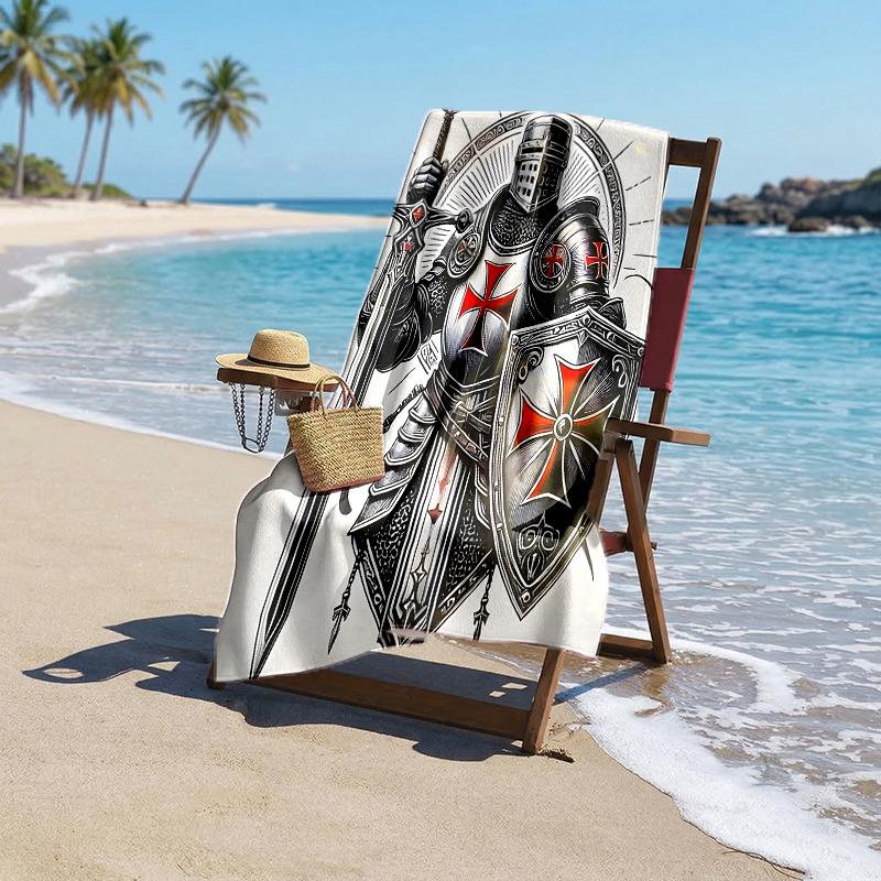 Cross Templars Knight Fashion Beach Towel: Ideal for Summer Adventures Soft, absorbent and quick drying suitable for swimming and bathing